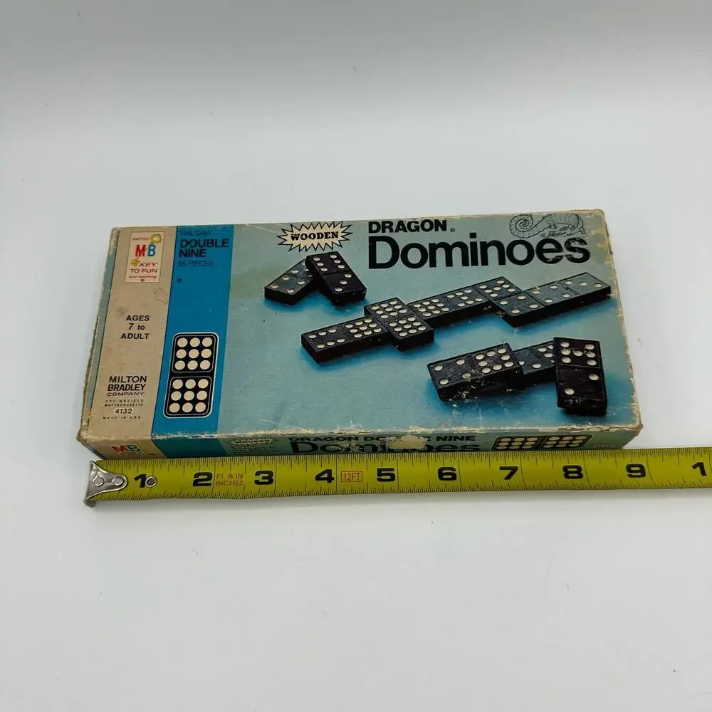 Vintage Dominoes Double Nine Wooden by Milton Bradley 1970 4132 55 pcs
